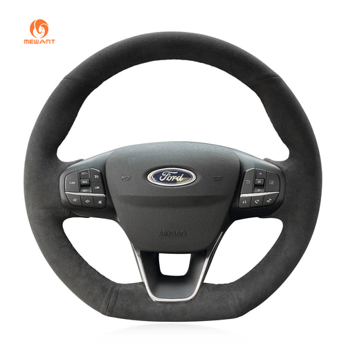 Car steering wheel cover for Ford Focus (ST | ST-Line) 2018-2020 / Fiesta (ST | ST-Line) 2017-2020 / Kuga (ST-Line) 2019-2020 / Puma (ST-Line) 2019-2020