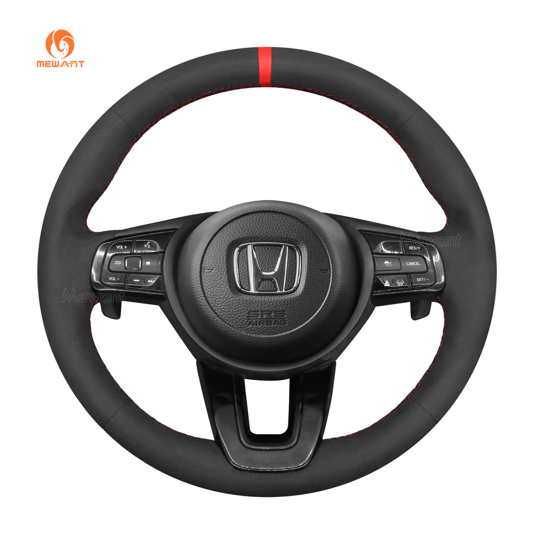 MEWANT Black Leather Suede Car Steering Wheel Cover for Honda HR-V