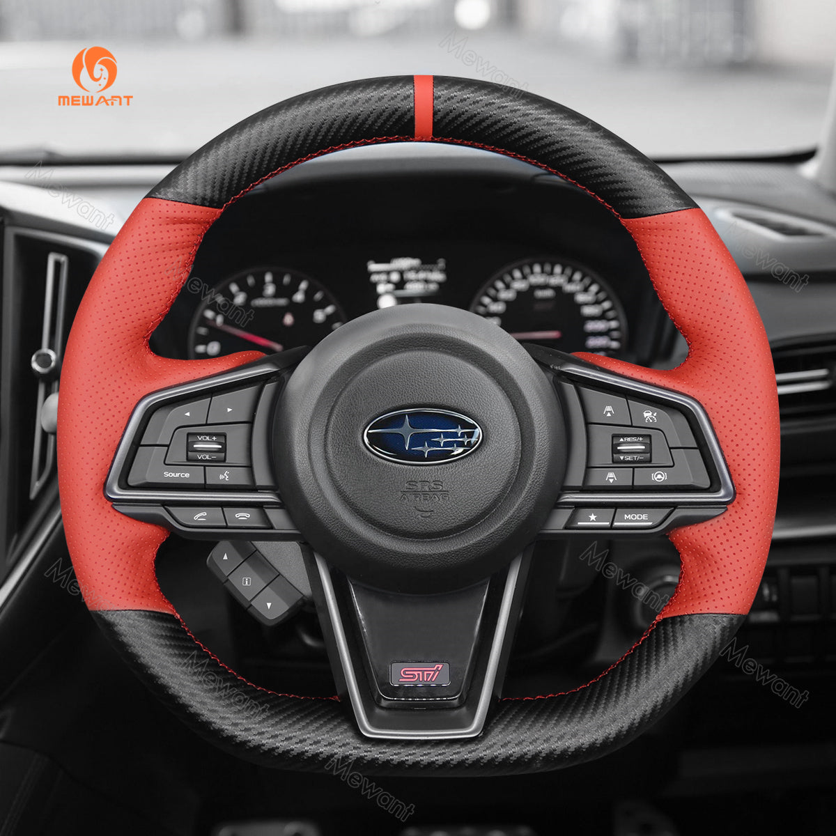 MEWANT Hand Stitch Car Steering Wheel Cover for Subaru WRX 2022-2023