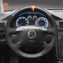 Carica l&#39;immagine nel visualizzatore di Gallery, MEWANT Black Leather Suede Car Steering Wheel Cover for Volkswagen Golf 4 (IV) / Passat B5/ Passat Variant/ Sharan/ Bora/T4 /T5 / Jetta/EuroVan
