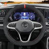 MEWANT Funda de cuero negro para volante de coche para Volkswagen VW Arteon 2021 / Atlas 2020-2021 / ID.4 2021 / Taos 2022 / Atlas Cross Sport 2020-2021