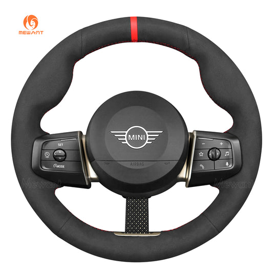 MEWAN Genuine Leather Car Steering Wheel Cove for Mini Countryman (U25)/ Hardtop (F66)/ Electric Countryman (U25)/ Electric Hatch (F66)