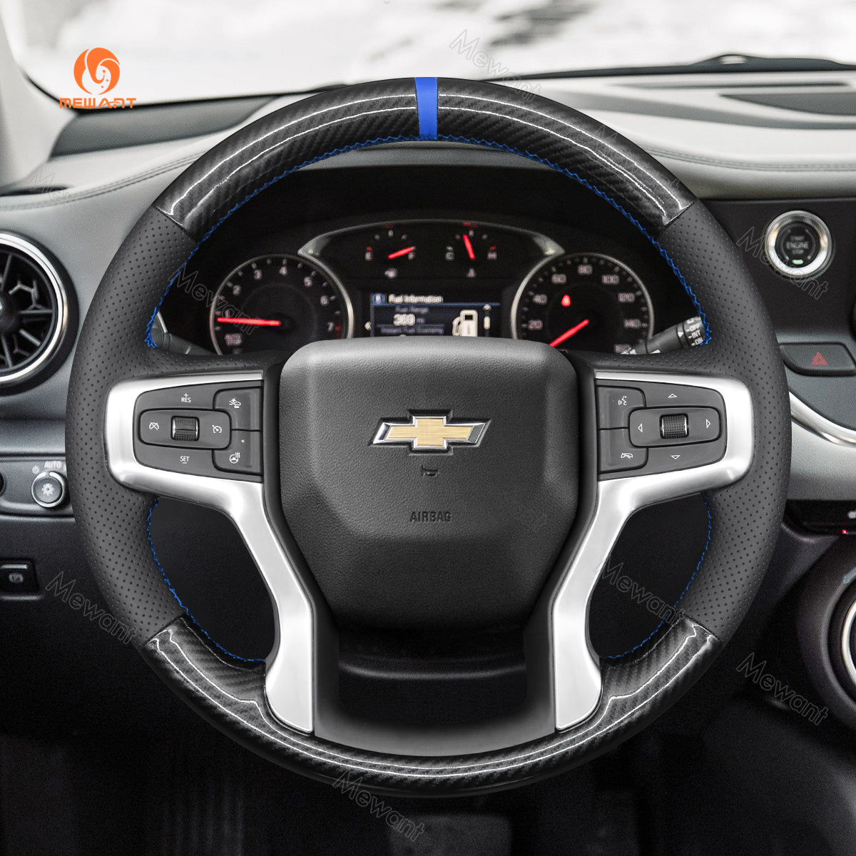 MEWANT Hand Stitch Car Steering Wheel Cover for Chevrolet Blazer Silverado Suburban Tahoe
