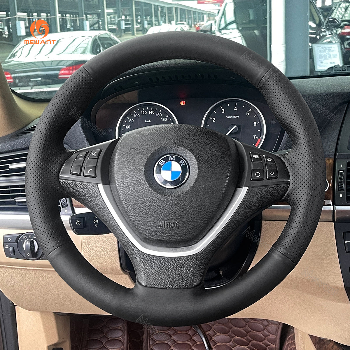 Car steering wheel cover for BMW X5 E70 2006-2013 / X6 E71 2008-2014 / E72 (ActiveHybrid X6) 2009-2010