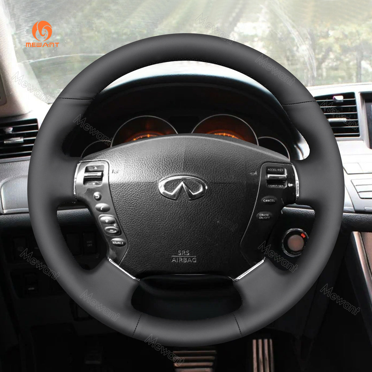 MEWANNT Hand Stitch Car Steering Wheel Cover for Nissan Fuga Cima 2002-2008