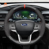 MEWANT Black Leather Suede Car Steering Wheel Cover for Ford Explorer