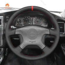 Lade das Bild in den Galerie-Viewer, MEWANT Black Leather Suede Car Steering Wheel Cover for Nissan Stagea
