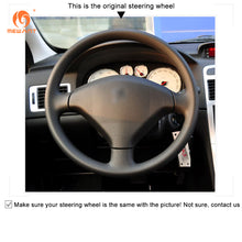 Load image into Gallery viewer, MEWANT Black Leather Suede Car Steering Wheel Cover for Peugeot 307 / 307 SW
