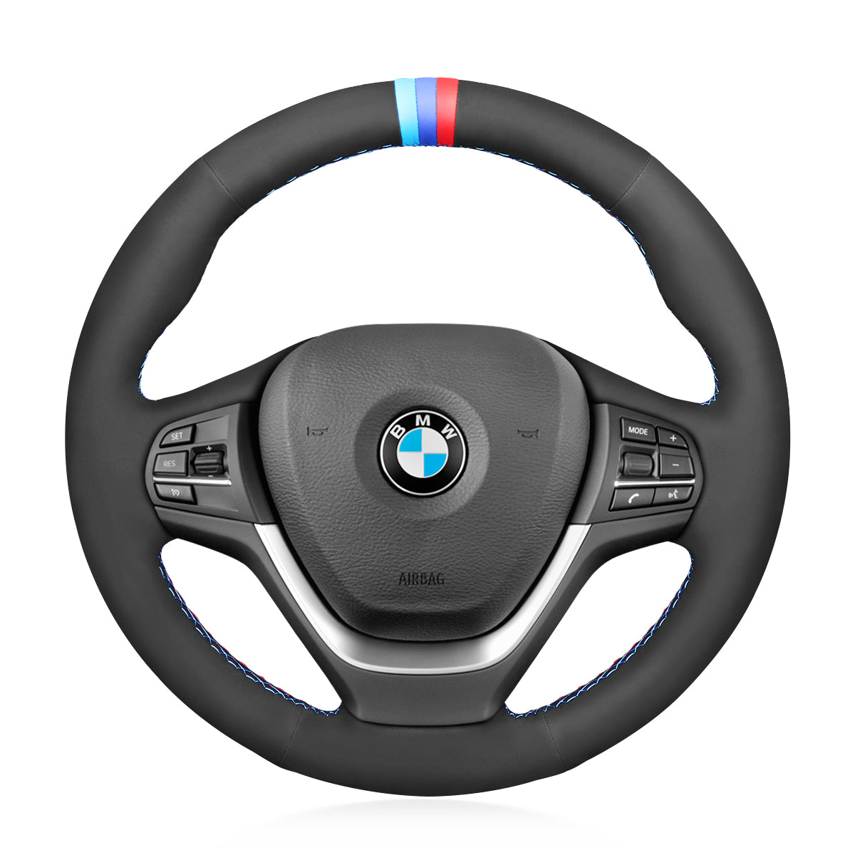 MEWANT Hand Stitch Car Steering Wheel Cover for BMW X3 F25 2011-2017 / X4 F26 2014-2018