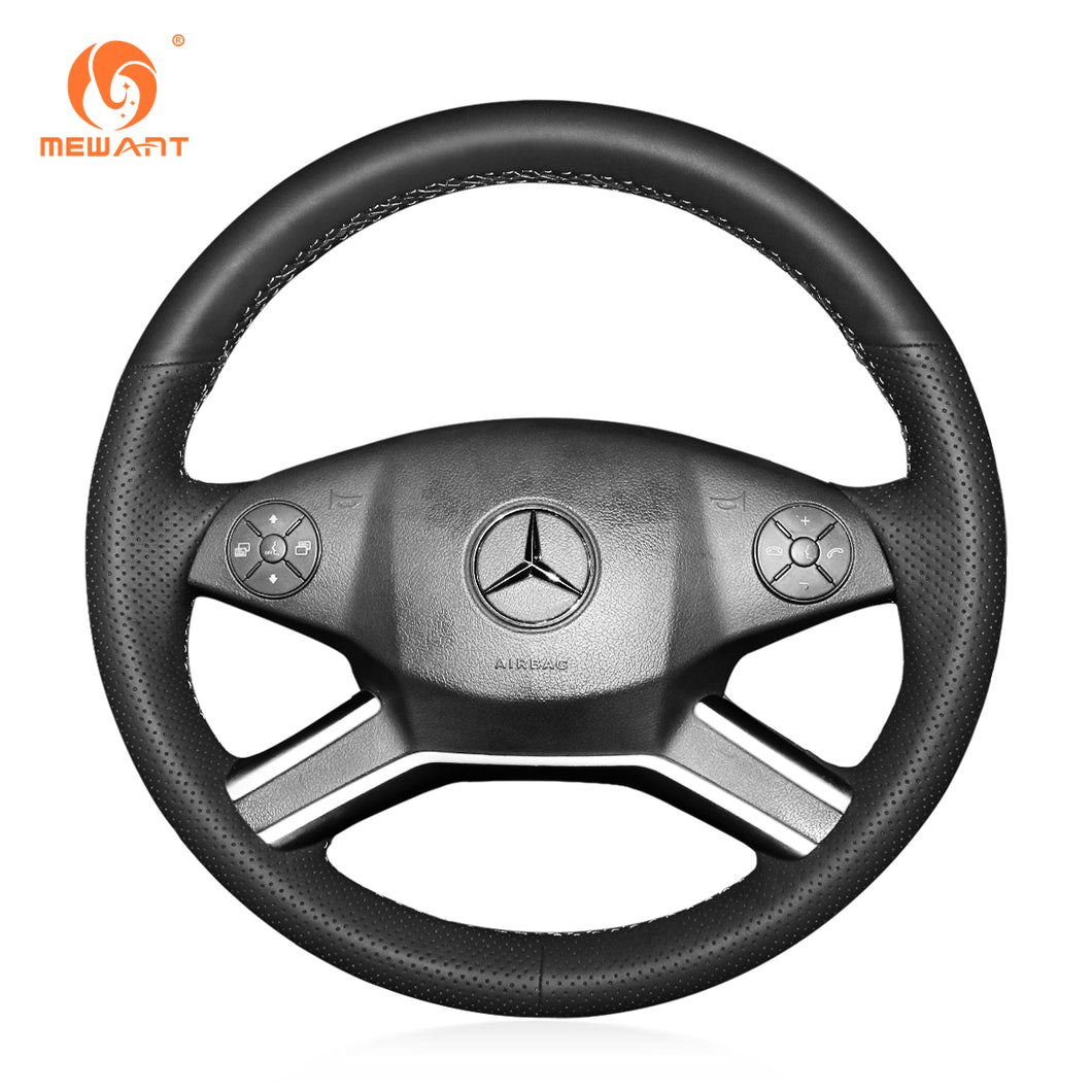 MEWANT Black Leather Suede Car Steering Wheel Cover for Mercedes Benz GL-Class X164/ M-Class W164/ R-Class