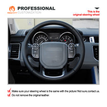 Cargue la imagen en el visor de la Galería, MEWANT Black Leather Suede Car Steering Wheel Cover for Land Rover Discovery Sport (L550)/ Range Rover Sport II(L494)/ Range Rover Evoque II(L551)/ Range Rover Velar (L560)
