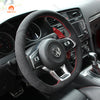 MEWANT Hand Stitch Car Steering Wheel Cover for Volkswagen VW Golf GTI 7 2015-2021 / Golf R 2015-2019 / Jetta GLI 2015-2018