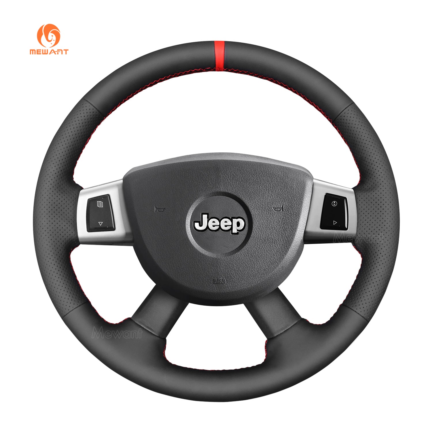 MEWAN – housse de volant de voiture en cuir véritable, pour Jeep Commander (XK)/ Grand Cherokee III(WK)/ Cherokee IV(KK)