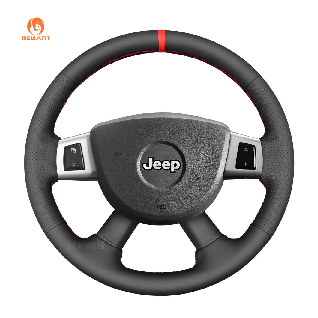 MEWAN Genuine Leather Car Steering Wheel Cove for Jeep Commander (XK)/ Grand Cherokee III(WK)/ Cherokee IV(KK)