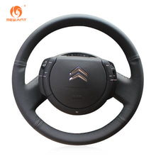 Cargue la imagen en el visor de la Galería, MEWANT Black Leather Suede Car Steering Wheel Cover for Citroen C4 2004-2010
