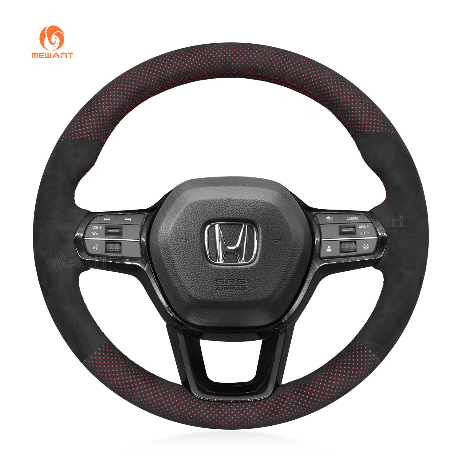 MEWANT Leather Suede Car Steering Wheel Cover for Honda Civic 11 XI 2021-2022