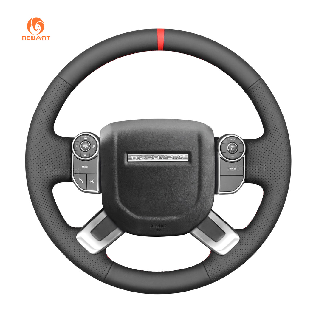 MEWANT Black Leather Suede Car Steering Wheel Cover for Land Rover Discovery (Discovery 5) III(L462) / Range Rover IV(L405)