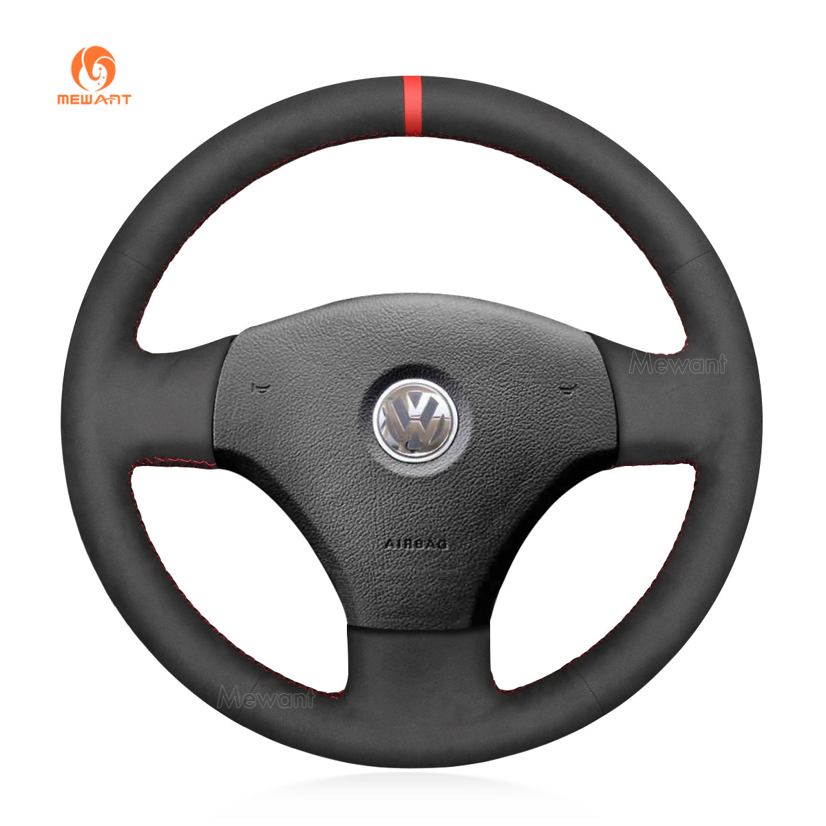 MEWANT Hand Stitch Car Steering Wheel Cover for Volkswagen Bora 2001-2005