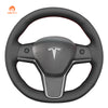 MEWANT Carbonfaser-Leder-Autolenkradabdeckung für Tesla Model 3 2017-2020 / Model Y 2020-2021