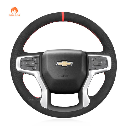 MEWANT Hand Stitch Car Steering Wheel Cover for Chevrolet Blazer Silverado Suburban Tahoe