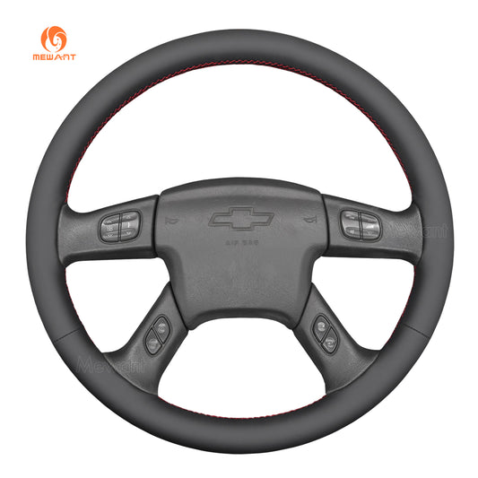 MEWANT Black Leather Suede Car Steering Wheel Cover for Chevrolet Silverado