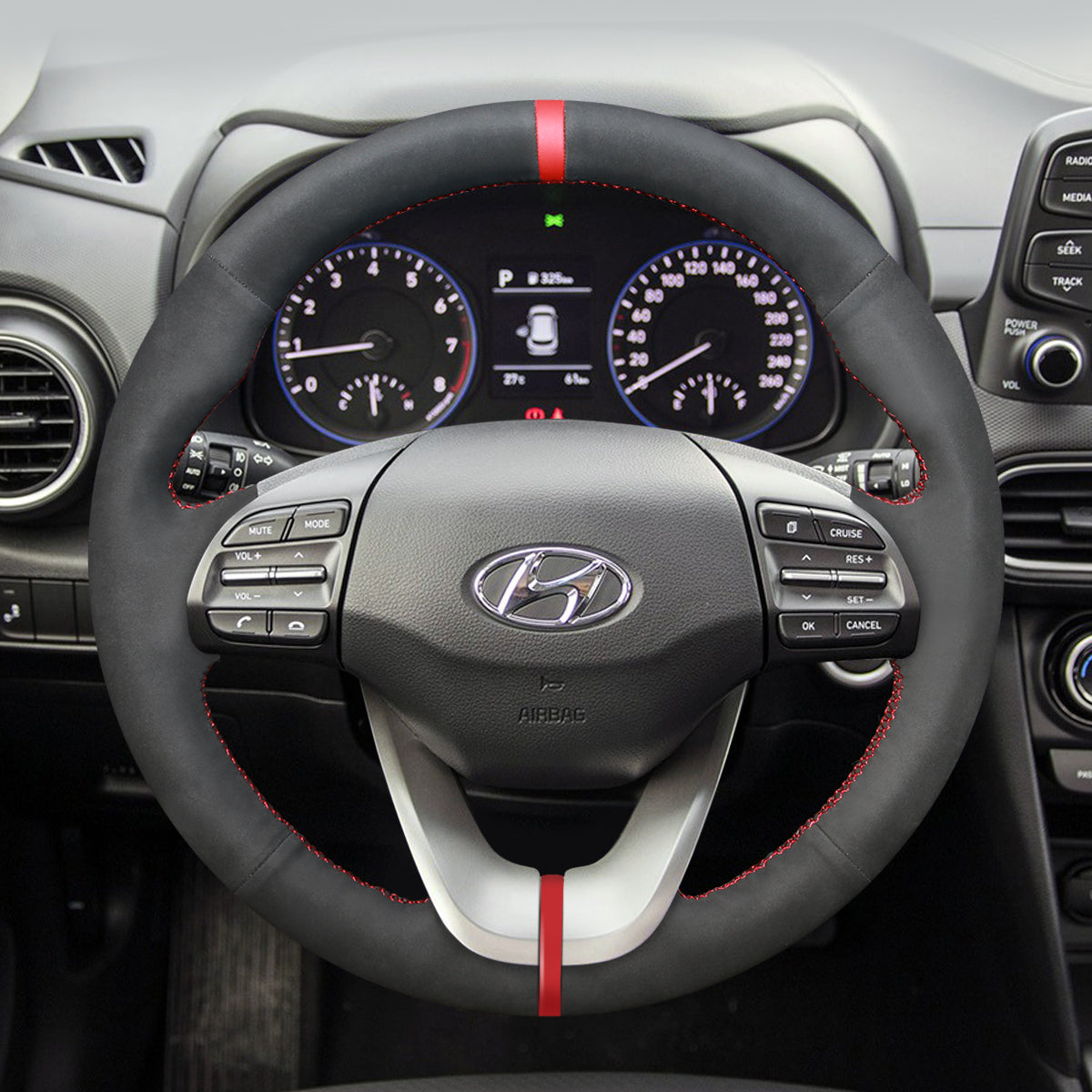 Car steering wheel cover for Hyundai Veloster 2019 / i30 2017-2019 / Elantra 2019
