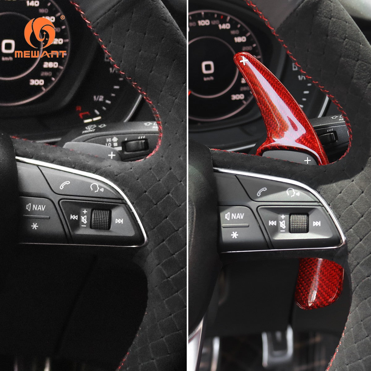 Mewant Aluminum Alloy Carbon Fiber Steering Wheel Shift Paddle for AUDI A3 / A4 Allroad / A4 / A5 / Q3 / Q5 / Q7 / Q8 / RS 5 / RS Q8 / S3 / S4 / S5 / SQ5 / SQ7