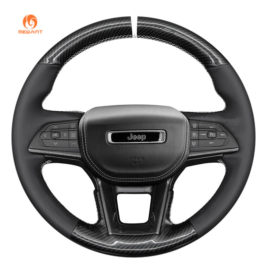 MEWAN Genuine Leather Car Steering Wheel Cove for Jeep Grand Cherokee V(WL) / Grand Cherokee L