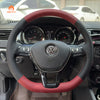 MEWANT Hand DIY Black Leather Suede Car Steering Wheel Cover for Volkswagen VW Golf 7 Golf Alltrack Golf SportWagen Jetta Passat Tiguan e-Golf Arteon Atlas