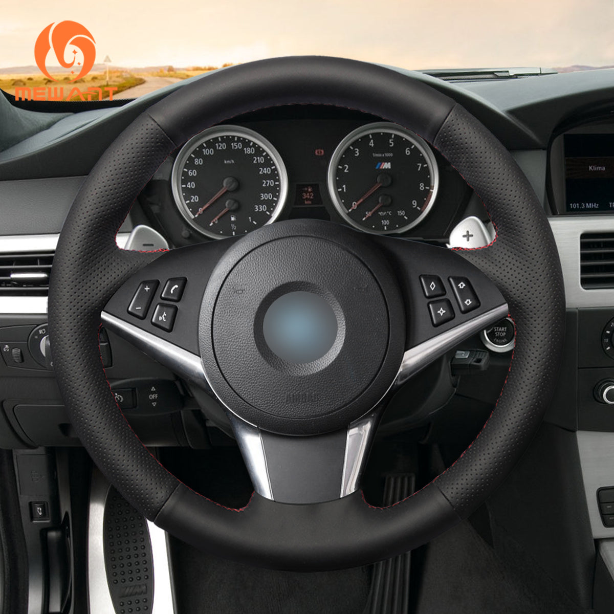 MEWANT Steering Wheel Cover for BMW 5&6 Series E60 E61 E63 E64 2003-2010