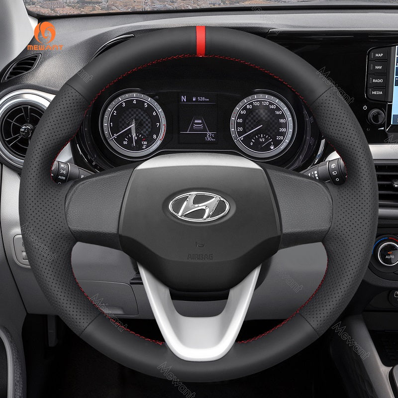 MEWANT Hand Stitch Car Steering Wheel Cover for Hyundai Venue 2020-2021