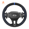 Simplemente lee DIY cuero negro gamuza fibra de carbono protector para volante de coche para Hyundai i30 N 2018-2020 / Veloster N 2019-2021