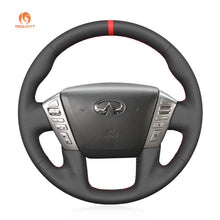 Load image into Gallery viewer, Car Steering Wheel Cover Nissan Armada 2013-2022 / Frontier 2022 / NV Cargo 2012-2021 / NV Passenger 2012-2021 / Titan 2013-2021 / for Infiniti QX56 2011-2013 / QX80 2014-2022 / Nissan Patrol Y62 2013-2021
