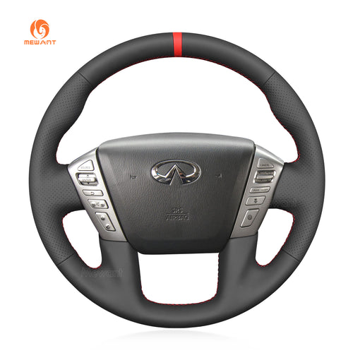 Car Steering Wheel Cover Nissan Armada 2013-2022 / Frontier 2022 / NV Cargo 2012-2021 / NV Passenger 2012-2021 / Titan 2013-2021 / for Infiniti QX56 2011-2013 / QX80 2014-2022 / Nissan Patrol Y62 2013-2021