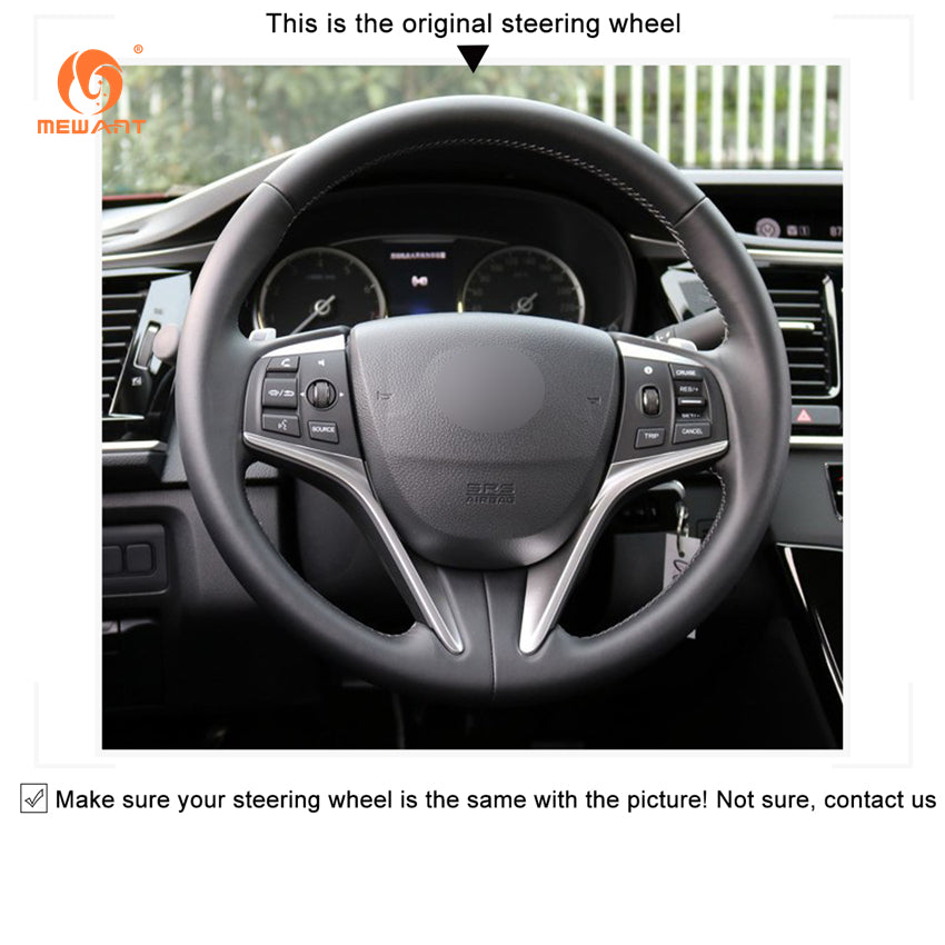 MEWANT Black Leather Suede Car Steering Wheel Cover for Honda Spirior 2017