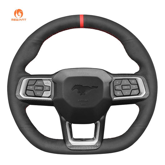 MEWANT Hand Stitch Car Steering Wheel Cover for Ford Mustang 2024