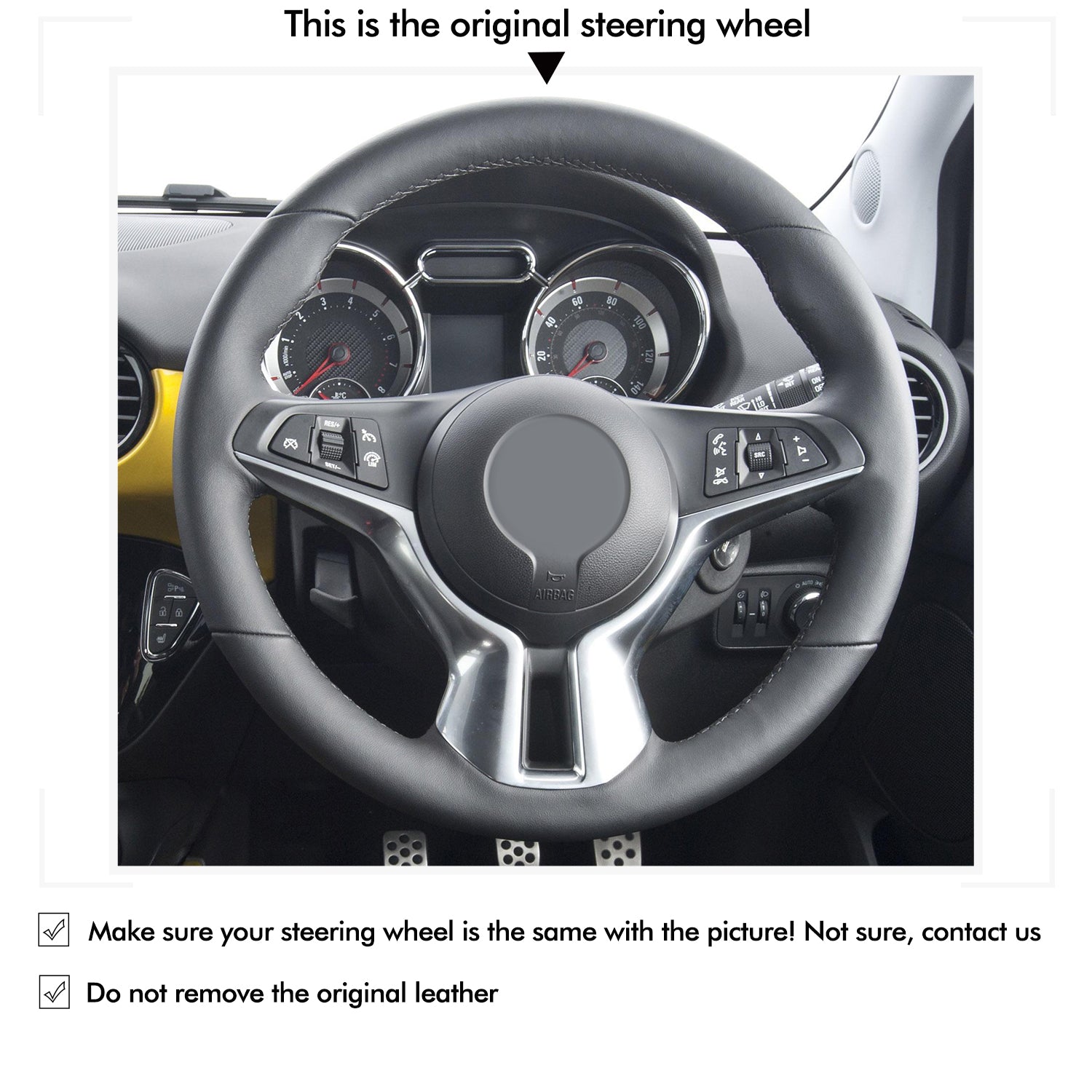 MEWANT Hand Stitch Car Steering Wheel Cover for Opel Adam 2012-2020