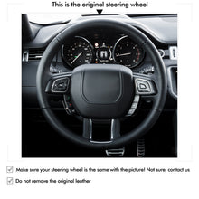 Cargue la imagen en el visor de la Galería, MEWANT Black Leather Suede Car Steering Wheel Cover for Land Rover Range Rover Evoque I(L538) / Range Rover Evoque (Coupe) / Range Rover Evoque (Convertible)
