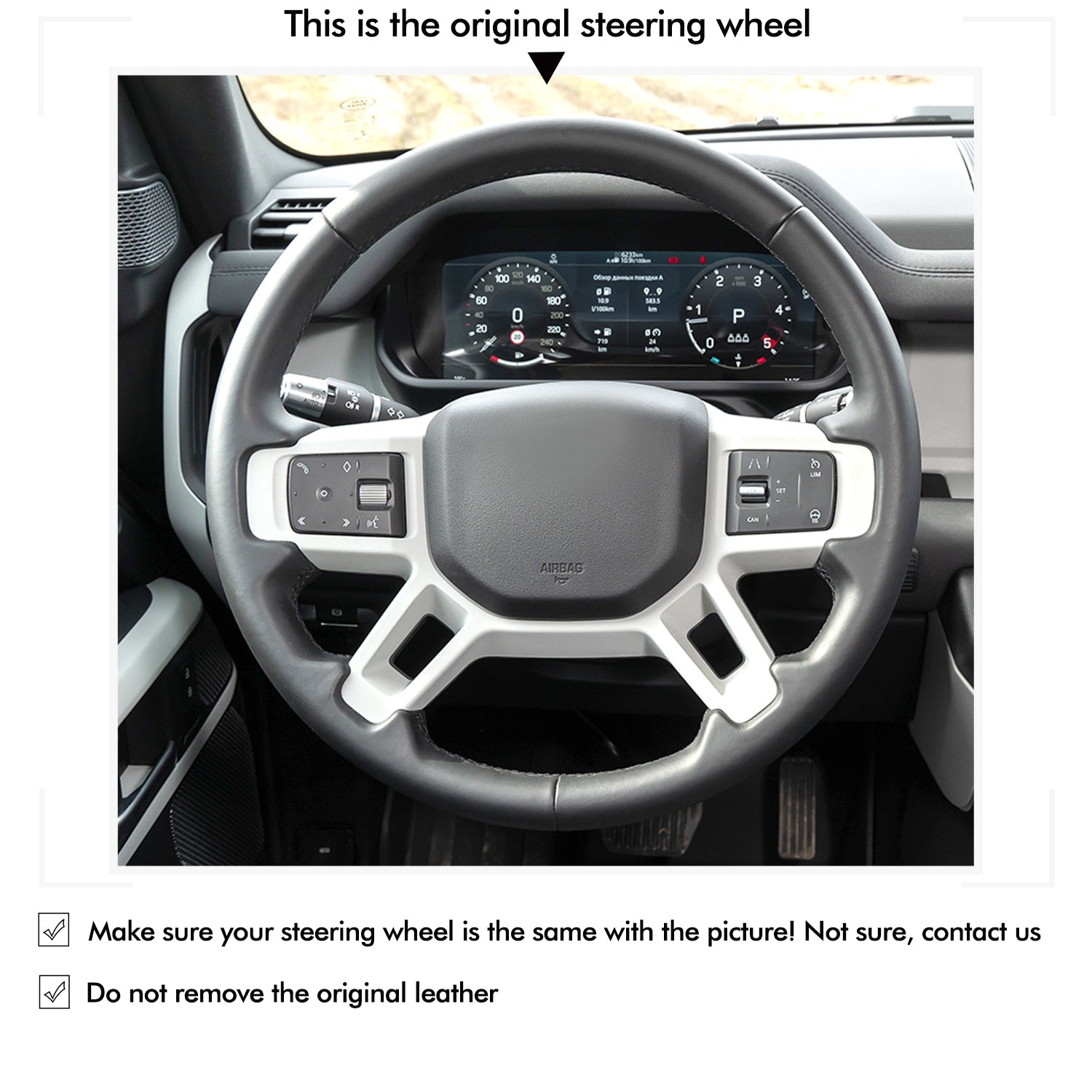 Car Steering Wheel Cover for Land Rover Defender Discovery 2021-2023