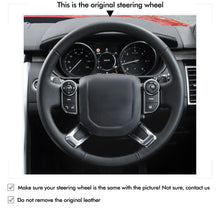 Cargue la imagen en el visor de la Galería, MEWANT Black Leather Suede Car Steering Wheel Cover for Land Rover Discovery (Discovery 5) III(L462) / Range Rover IV(L405)
