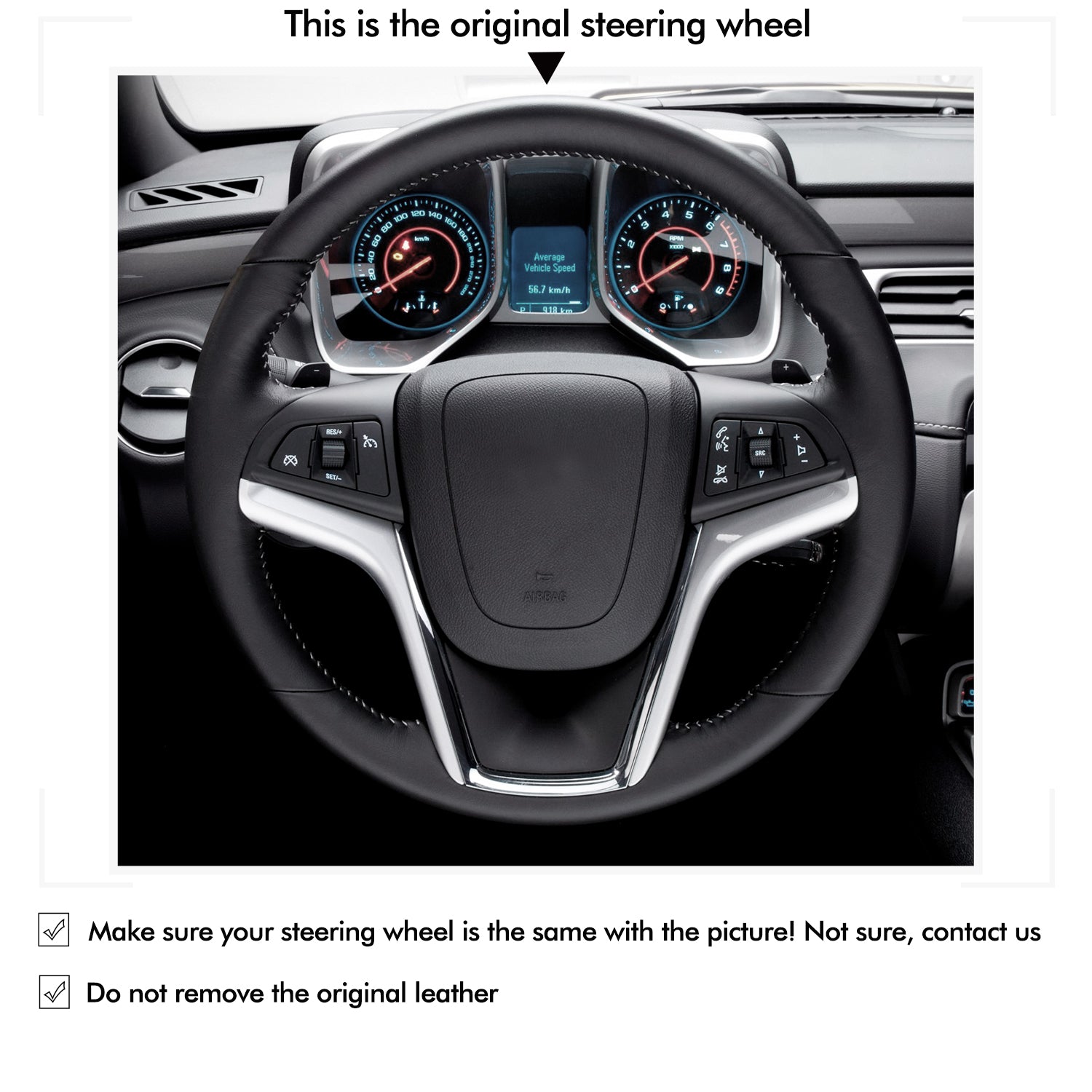 Car Steering Wheel Cover for Chevrolet Camaro 2012-2015