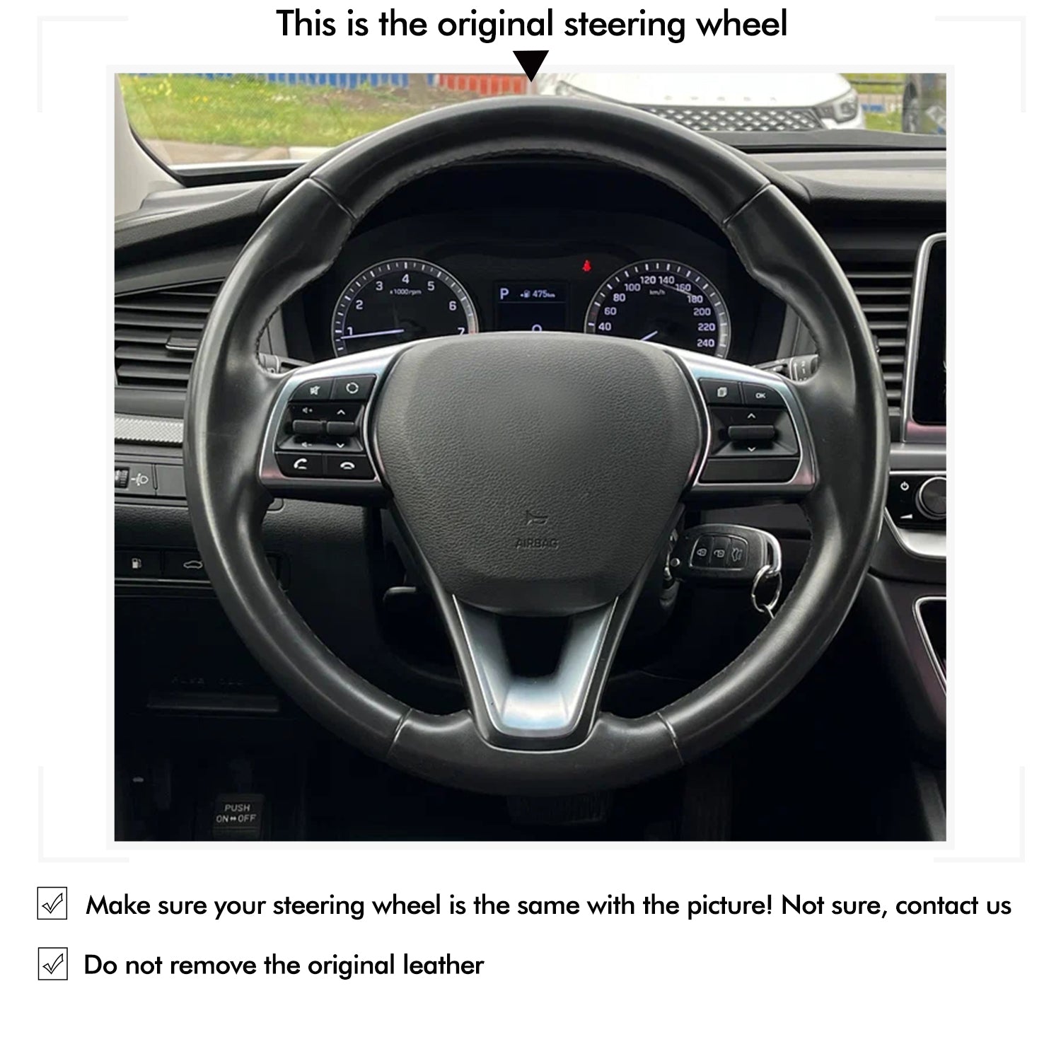 Car Steering Wheel Cover for Hyundai Sonata 2014-2019