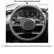 Carica l&#39;immagine nel visualizzatore di Gallery, Car Steering Wheel Cover for Hyundai Tucson 2021-2023 / Tucson IV 2020-2022 / i20 III 2020-2022 / Bayon 2021-2022 /  i30 Sedan (Active/Elite) 2020-2023
