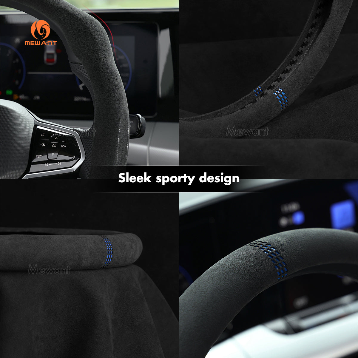 MEWANT Sport Style Alcantara Universal Car Steering Wheel Cover for All As BMW Audi Mercedes Benz VW Subaru Hyundai Kia...
