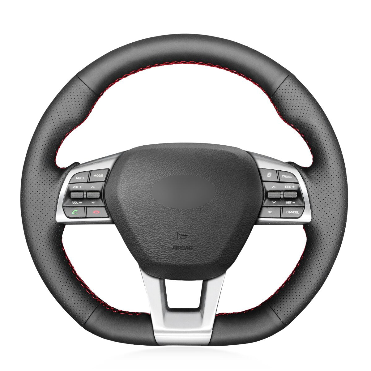 MEWANT Steering Wheel Cover for Hyundai Sonata (3-Spoke D Shape) 2015-2019