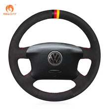 Cargue la imagen en el visor de la Galería, MEWANT Black Leather Suede Car Steering Wheel Cover for Volkswagen Golf 4 (IV) / Passat B5/ Passat Variant/ Sharan/ Bora/T4 /T5 / Jetta/EuroVan

