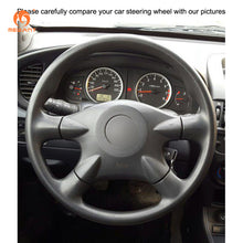 Load image into Gallery viewer, MEWANT Black Leather Suede Car Steering Wheel Cover for Nissan Almera (N16) / Almera Tino / X-Trail (T30) / Primera (P12) /Terrano 2 / Serena / Pathfinder /Bluebird Sylphy / Caravan / Expert /
