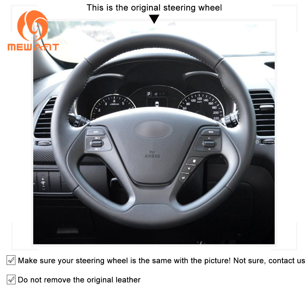 Car Steering Wheel Cover for Kia Forte 2014-2018 / Forte Koup 2014-2016 / Forte5 2014-2018 / Ceed Cee'd 2 2012-2018 / Proceed Pro Ceed 2013-2018 / Ceed GT 2012-2015 / Proceed GT 2013-2015/ Cerato 3 2013-2018