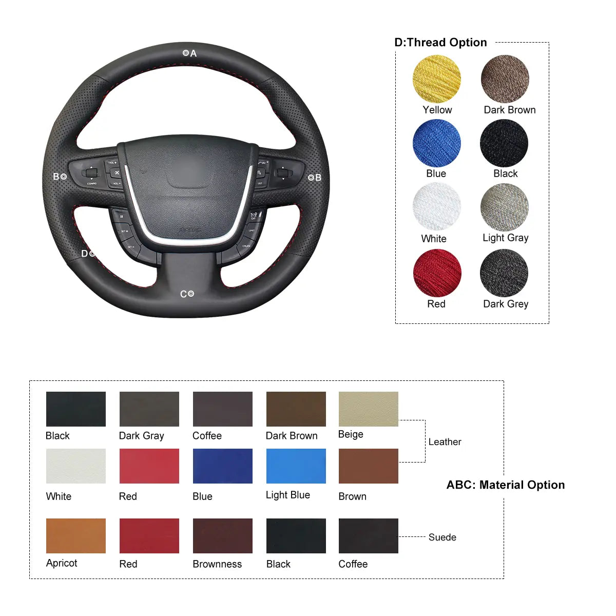 MEWANT Steering Wheel Cover for Peugeot 508 508SW 2011-2018