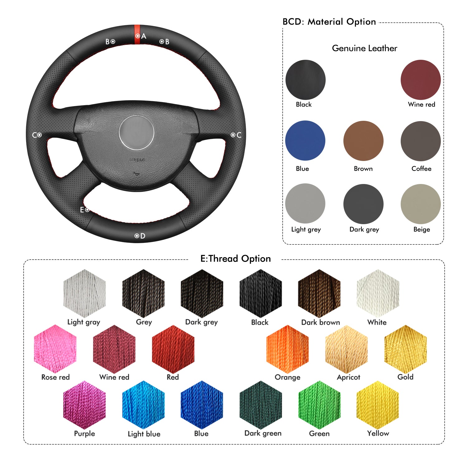 Car Steering Wheel Cover for Volkswagen VW Passat B6